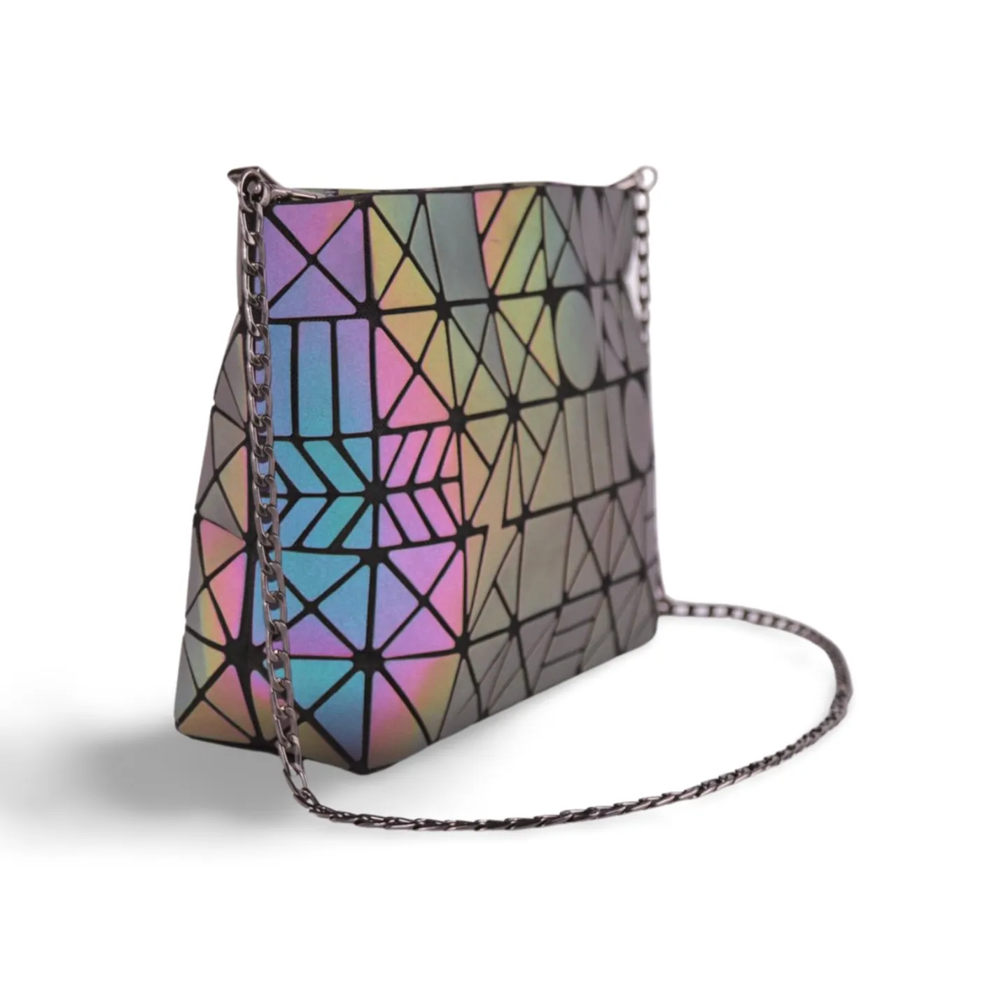 Geometric Holographic Luminous Crossbody Bag For Women