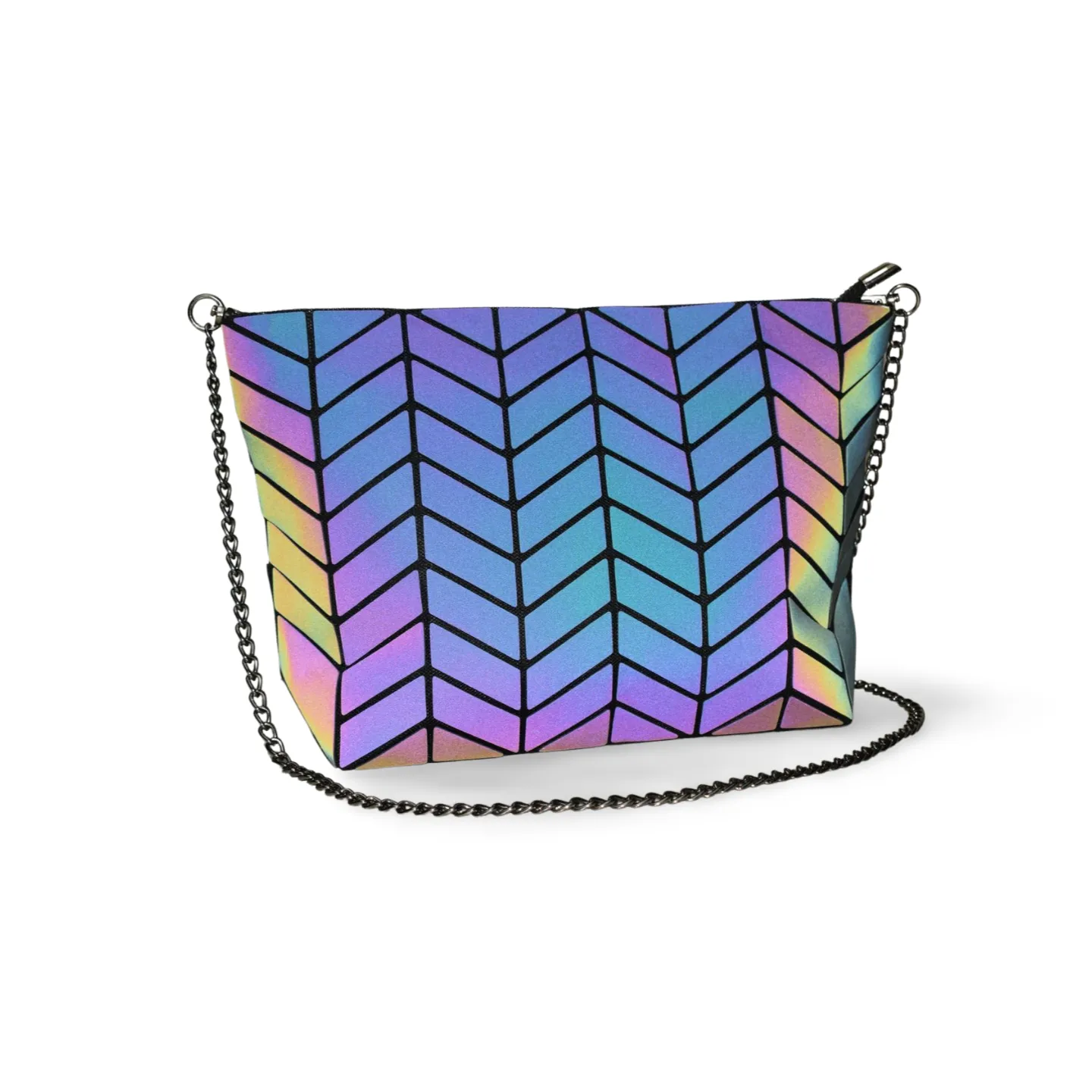 Geometric Holographic Luminous Crossbody Bag For Women