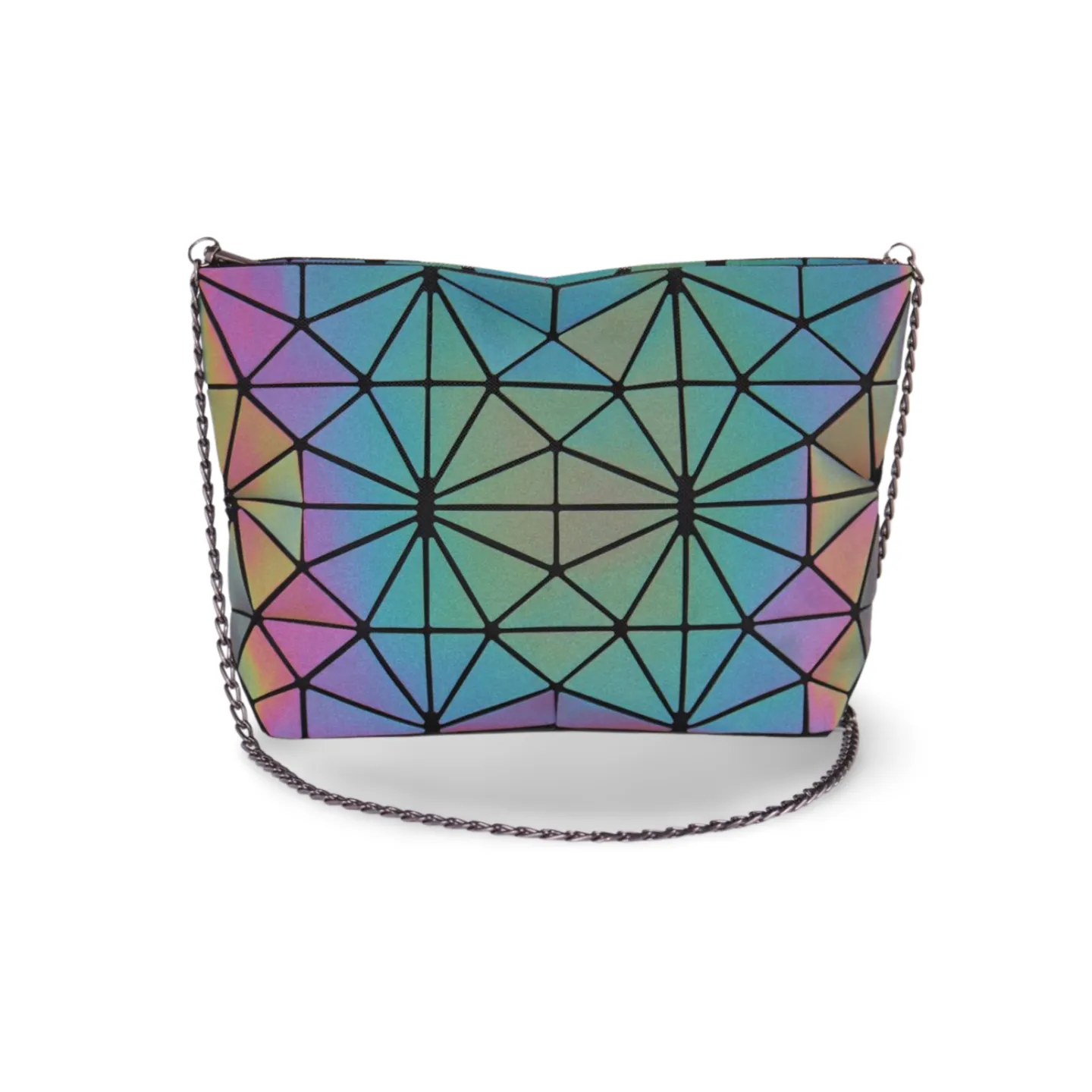 Geometric Holographic Luminous Crossbody Bag For Women