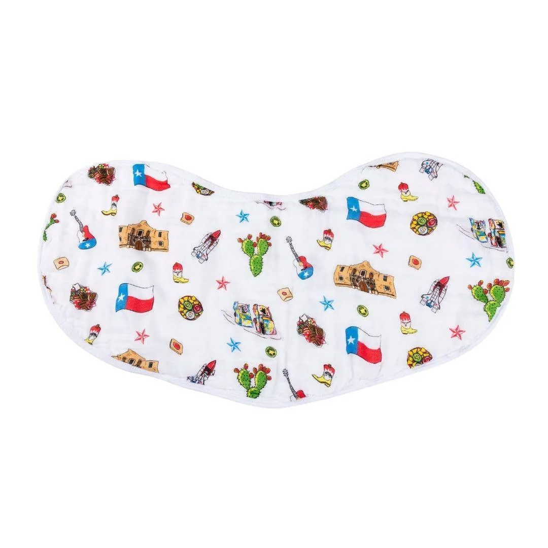 Gift Set: Texas Baby Unisex Muslin Swaddle Blanket and Burp Cloth/Bib Combo