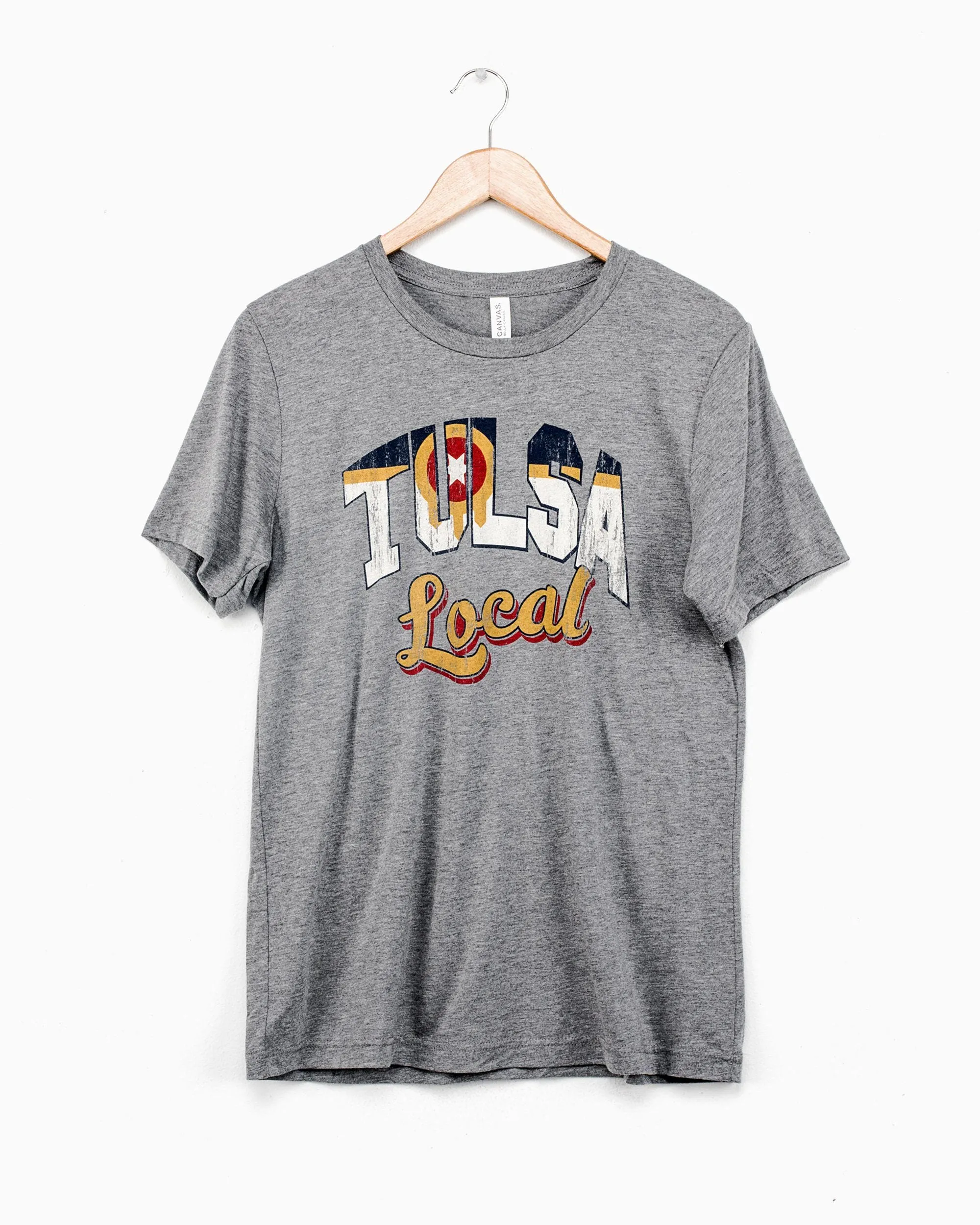 Gray Tulsa Local Flag Triblend Tee (FINAL SALE)