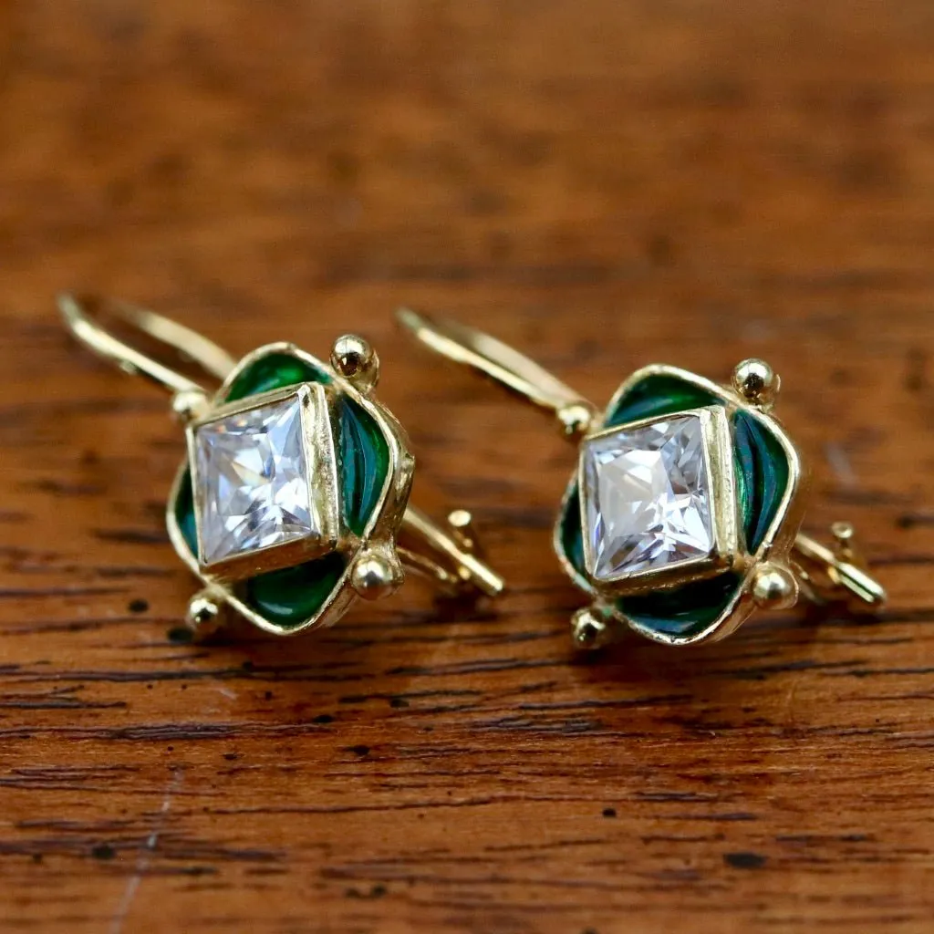 Green Forest Cubic Zirconia Earrings