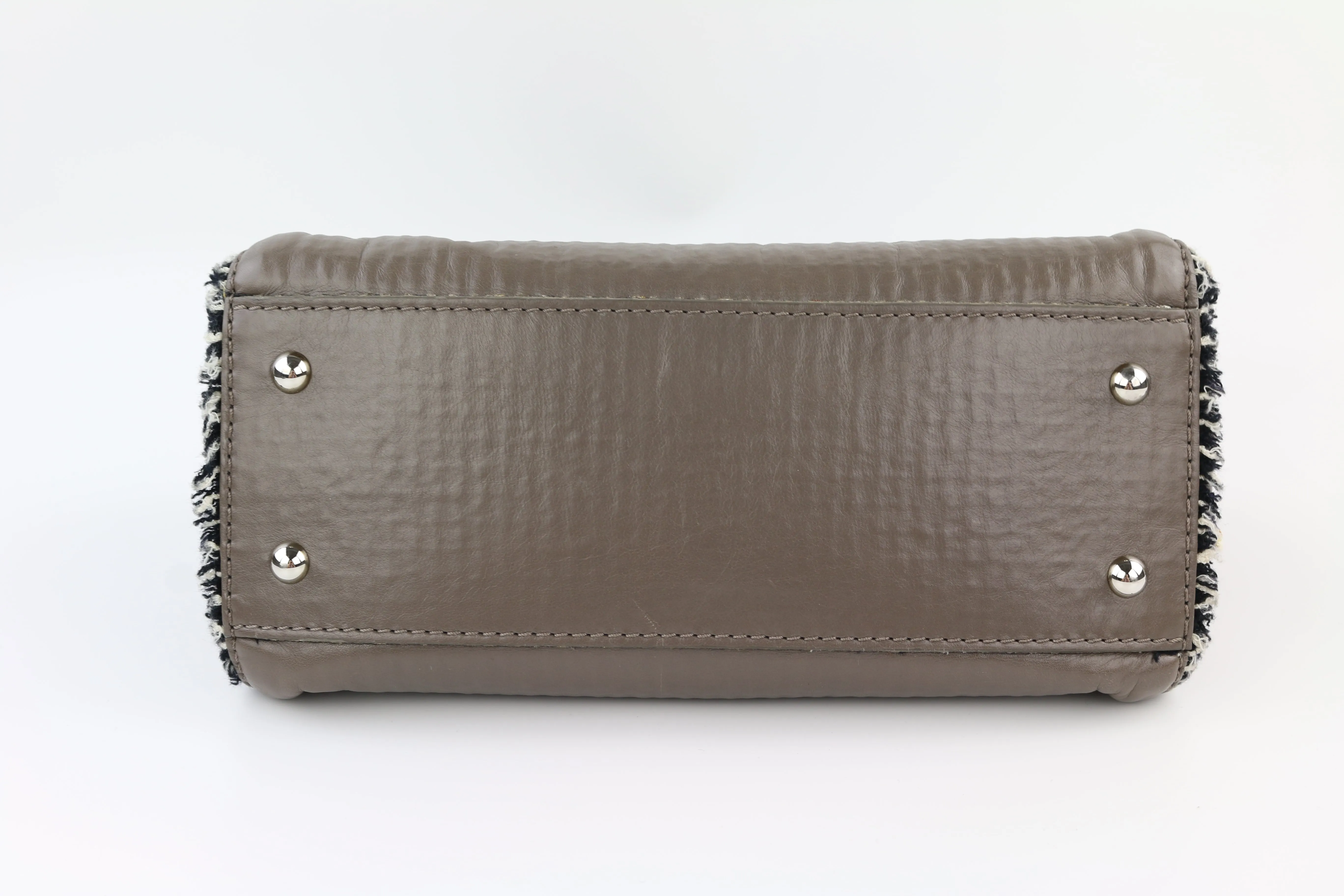 Grey Calfskin Tweedy Single Flap