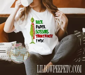 Grinch Rock Paper Scissors Throat Punch I Win Unisex Tee Or Raglan