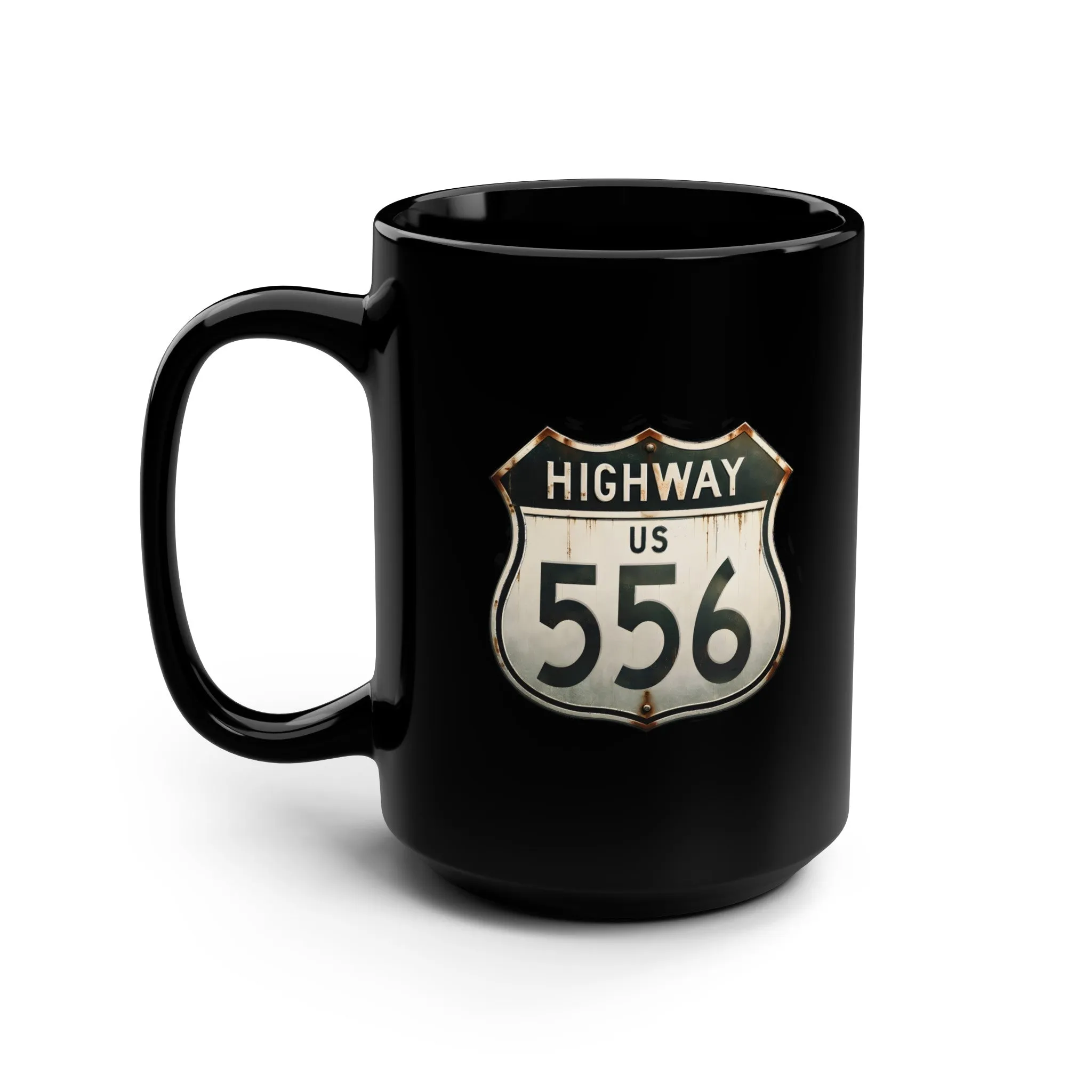 Highway 556 Black Mug, 15oz