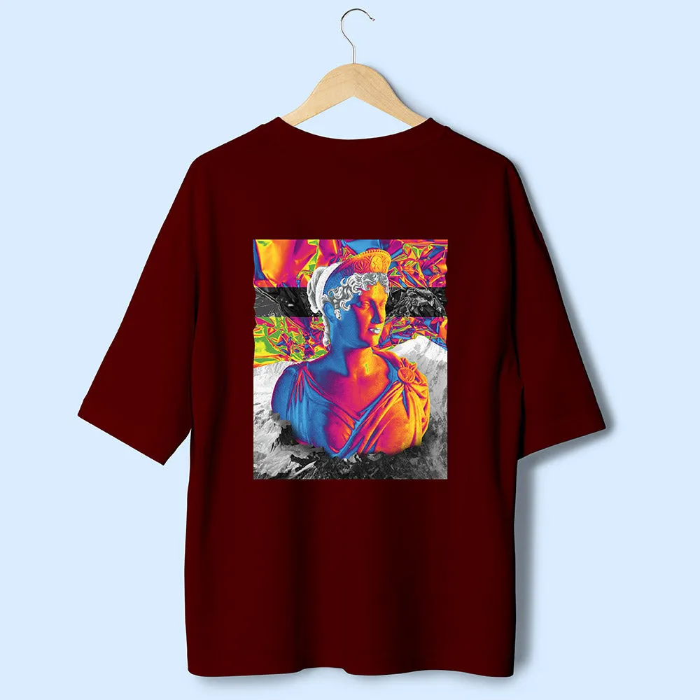 Holographic Statue (Back Print) Oversized T-Shirt