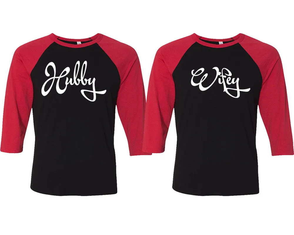 Hubby Wifey Couple Matching 3/4 Sleeve Baseball Shirts