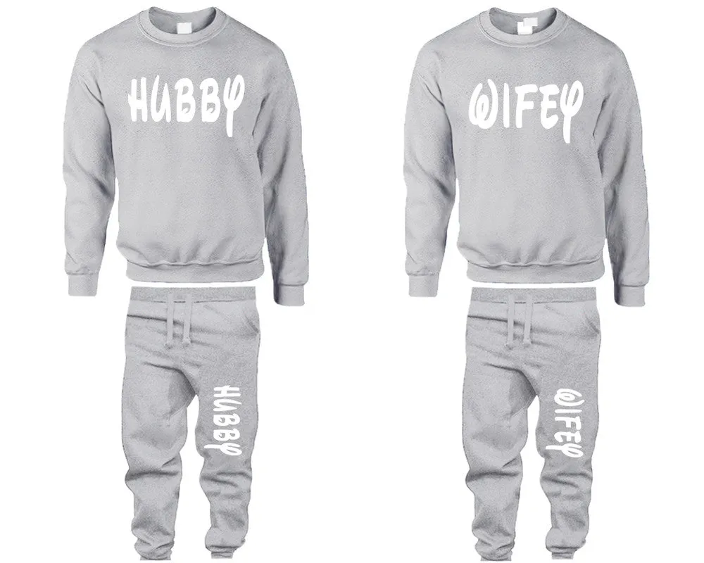 Hubby Wifey Couple Matching Top Bottom Set Sweaters and Jogger Pants