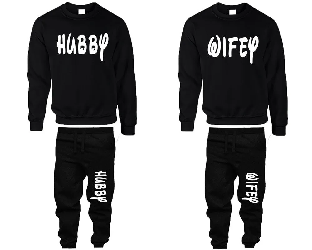 Hubby Wifey Couple Matching Top Bottom Set Sweaters and Jogger Pants