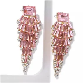 JAVA PINK LONG DROP CRISTAL EARRINGS