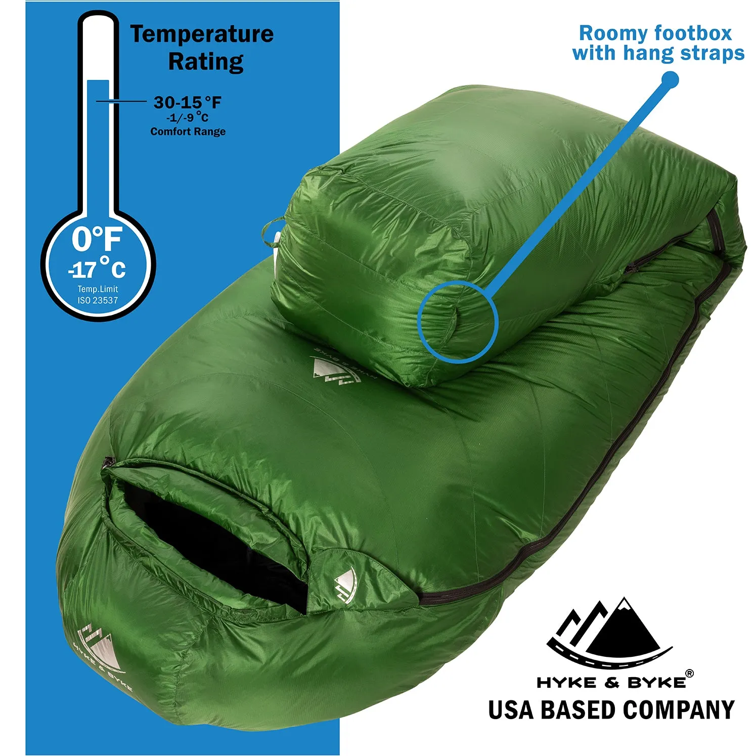 Katahdin 0°F 625 Fill Power Hydrophobic Sleeping Bag with Advanced Synthetic