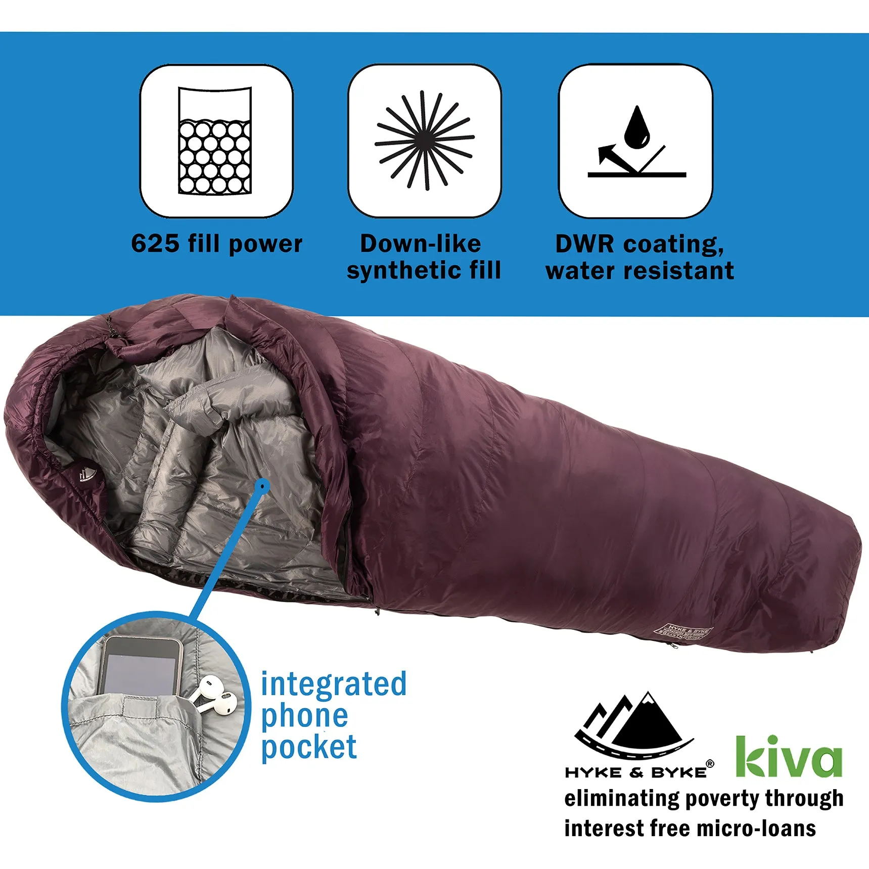 Katahdin 0°F 625 Fill Power Hydrophobic Sleeping Bag with Advanced Synthetic