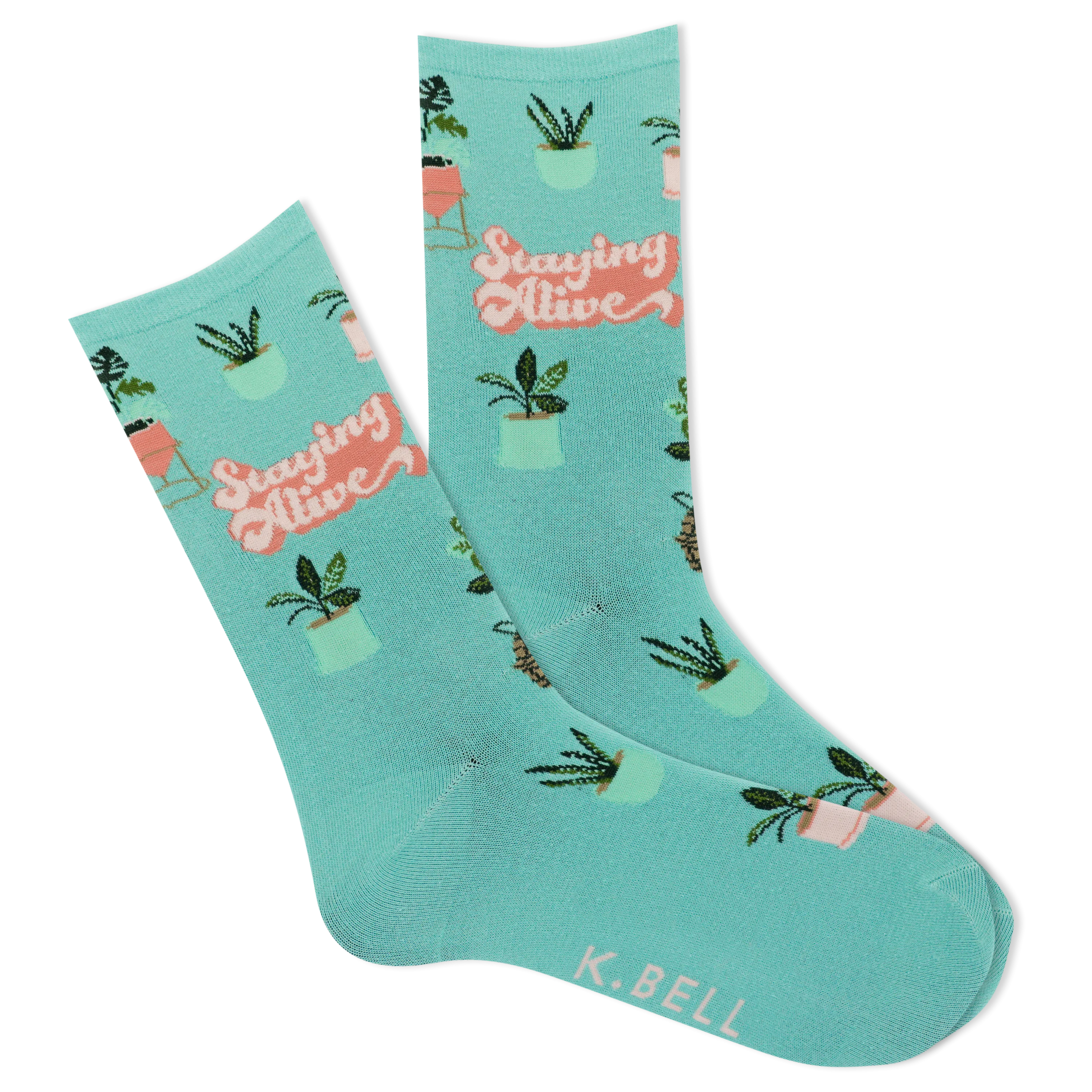 K.Bell Women's Staying Alive Crew Socks