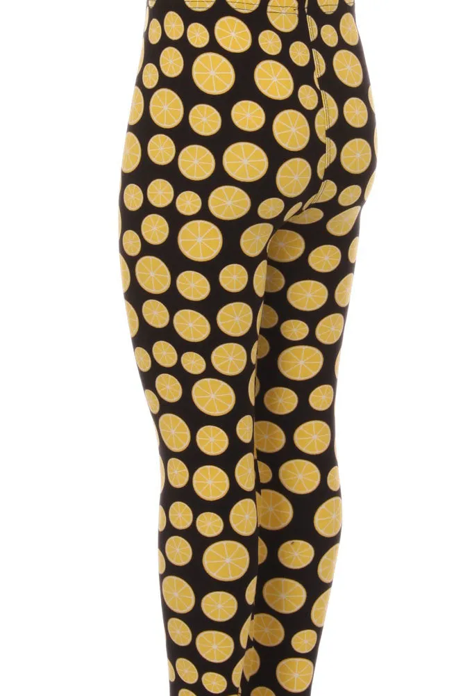 Kid's colorful Lemon Fruit Pattern Printed Leggings