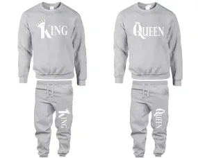 King Queen Couple Matching Top Bottom Set Sweaters and Jogger Pants