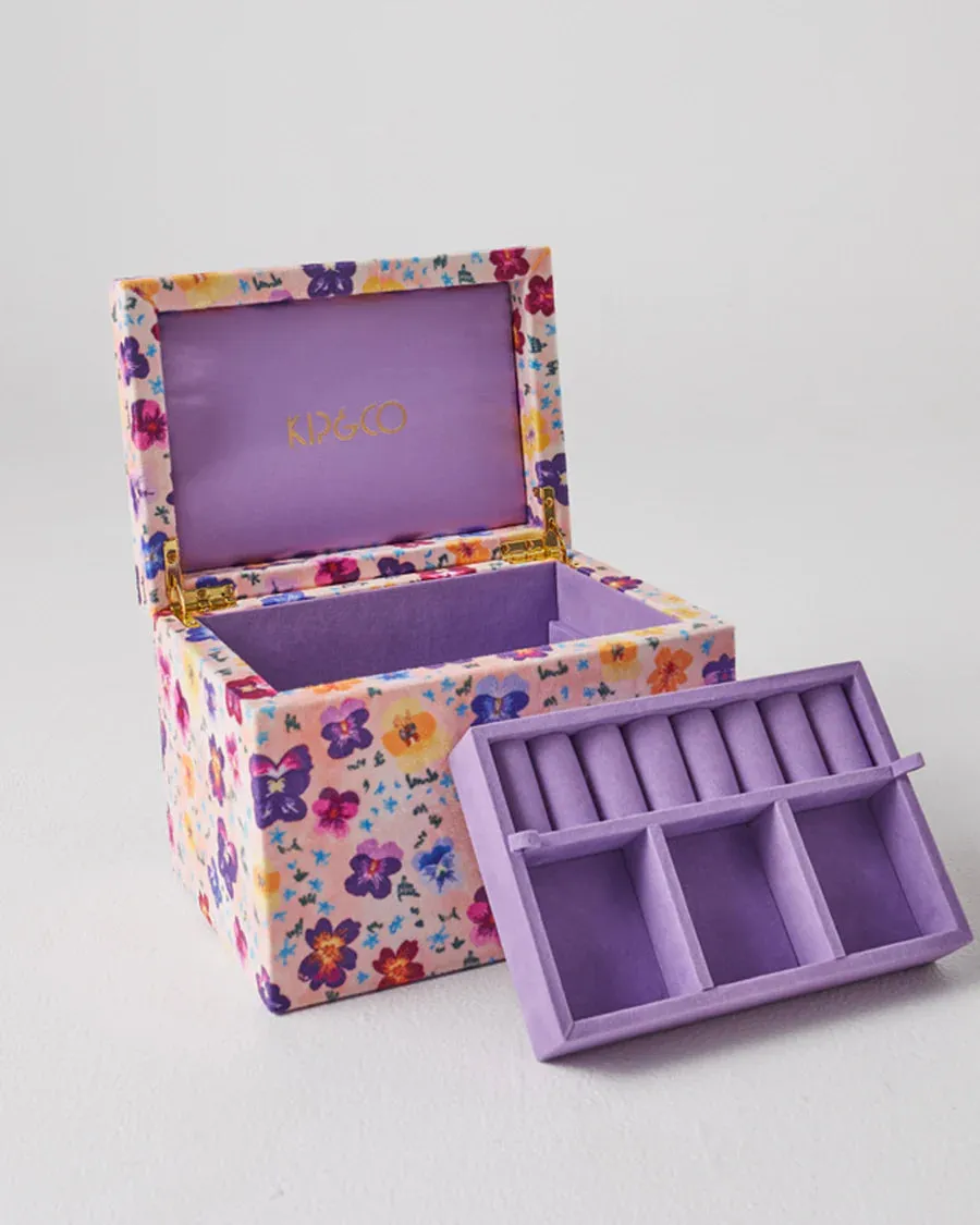 Kip & Co HOME  | Pansy velvet jewellery box- large