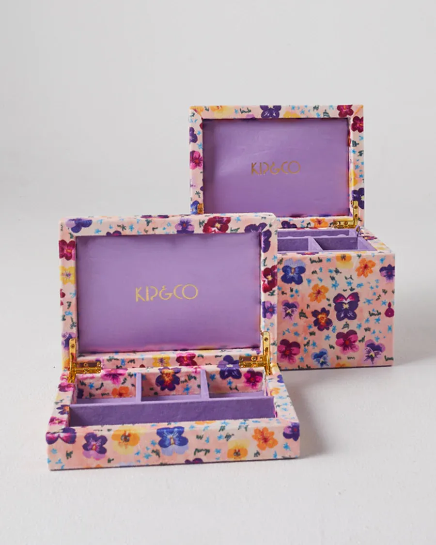 Kip & Co HOME  | Pansy velvet jewellery box- large