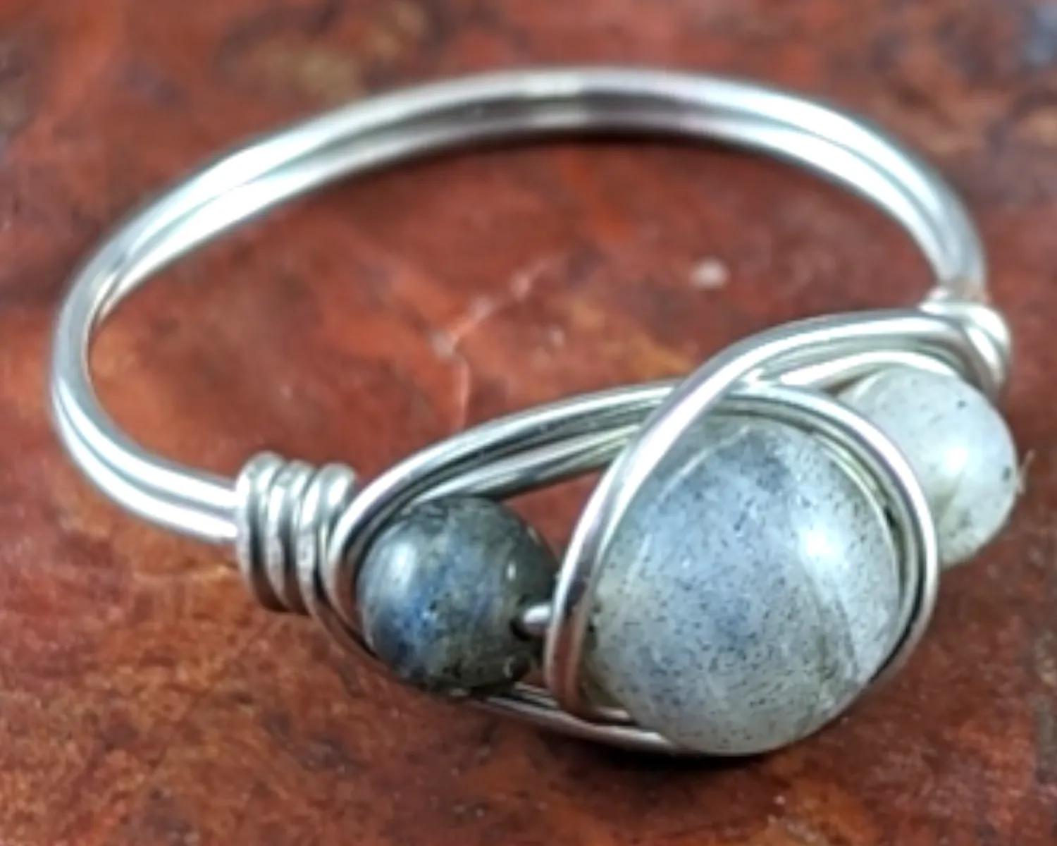 Labradorite Wire Wrapped Ring 1pc (Custom Sizes)