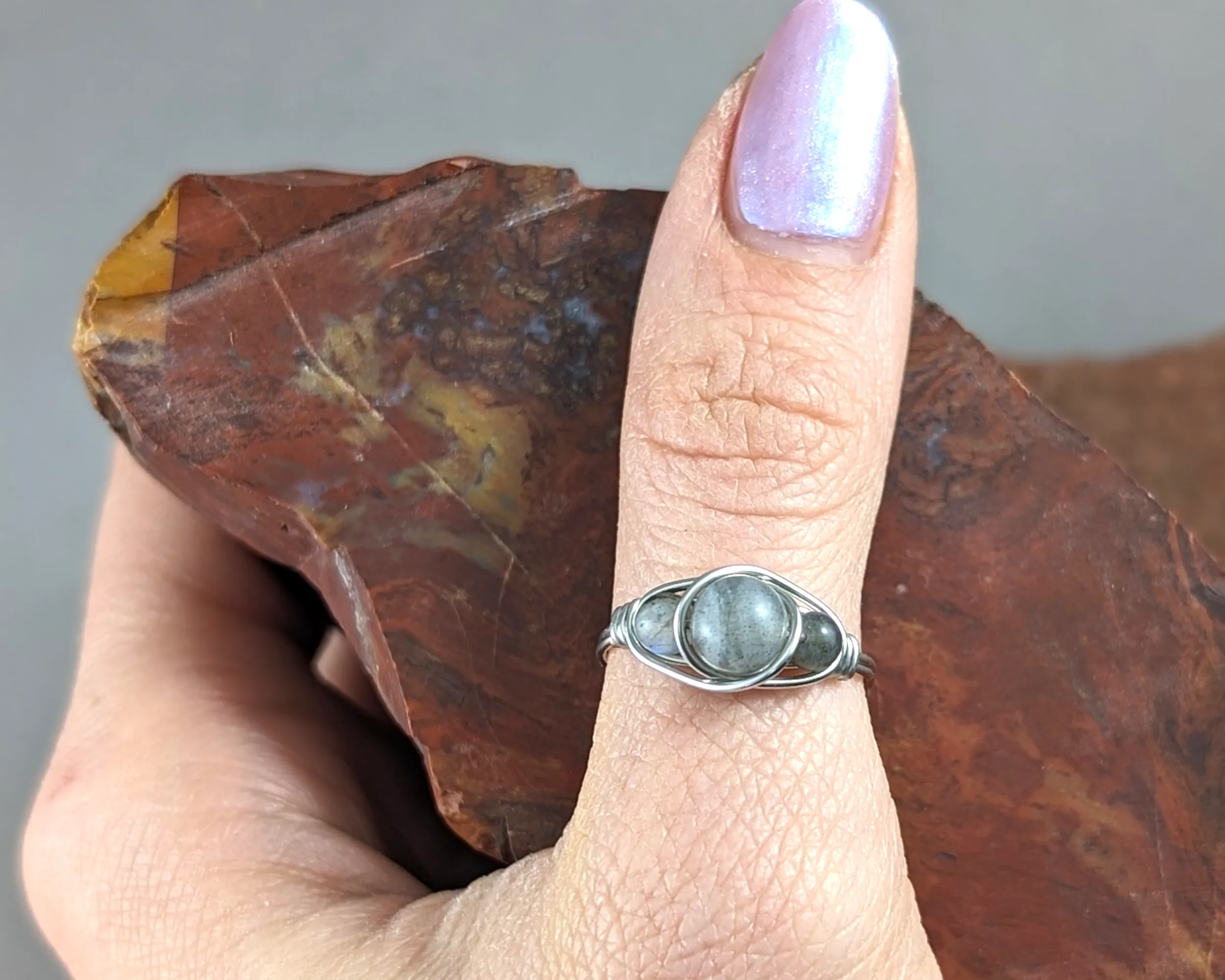 Labradorite Wire Wrapped Ring 1pc (Custom Sizes)