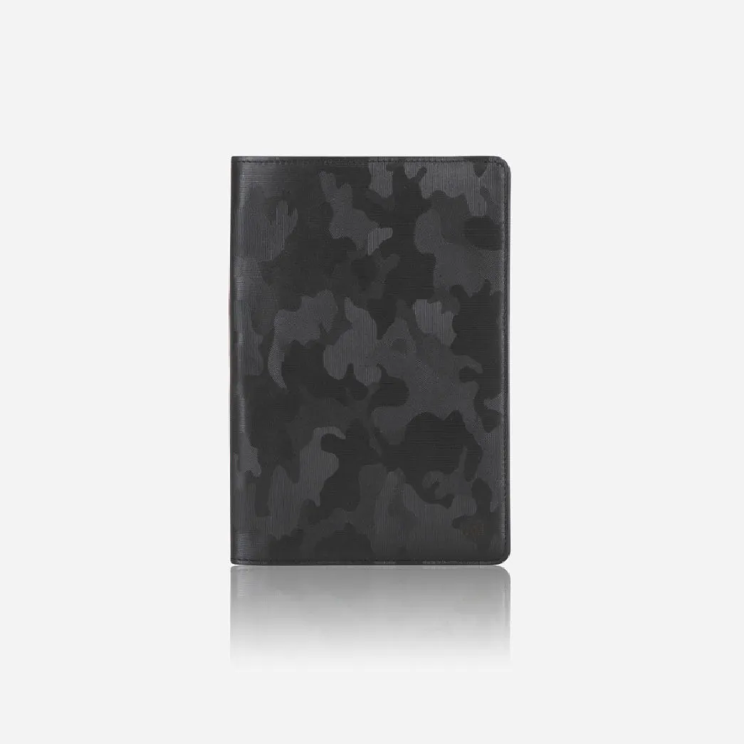 Leather A5 Notebook Cover, Black Camo