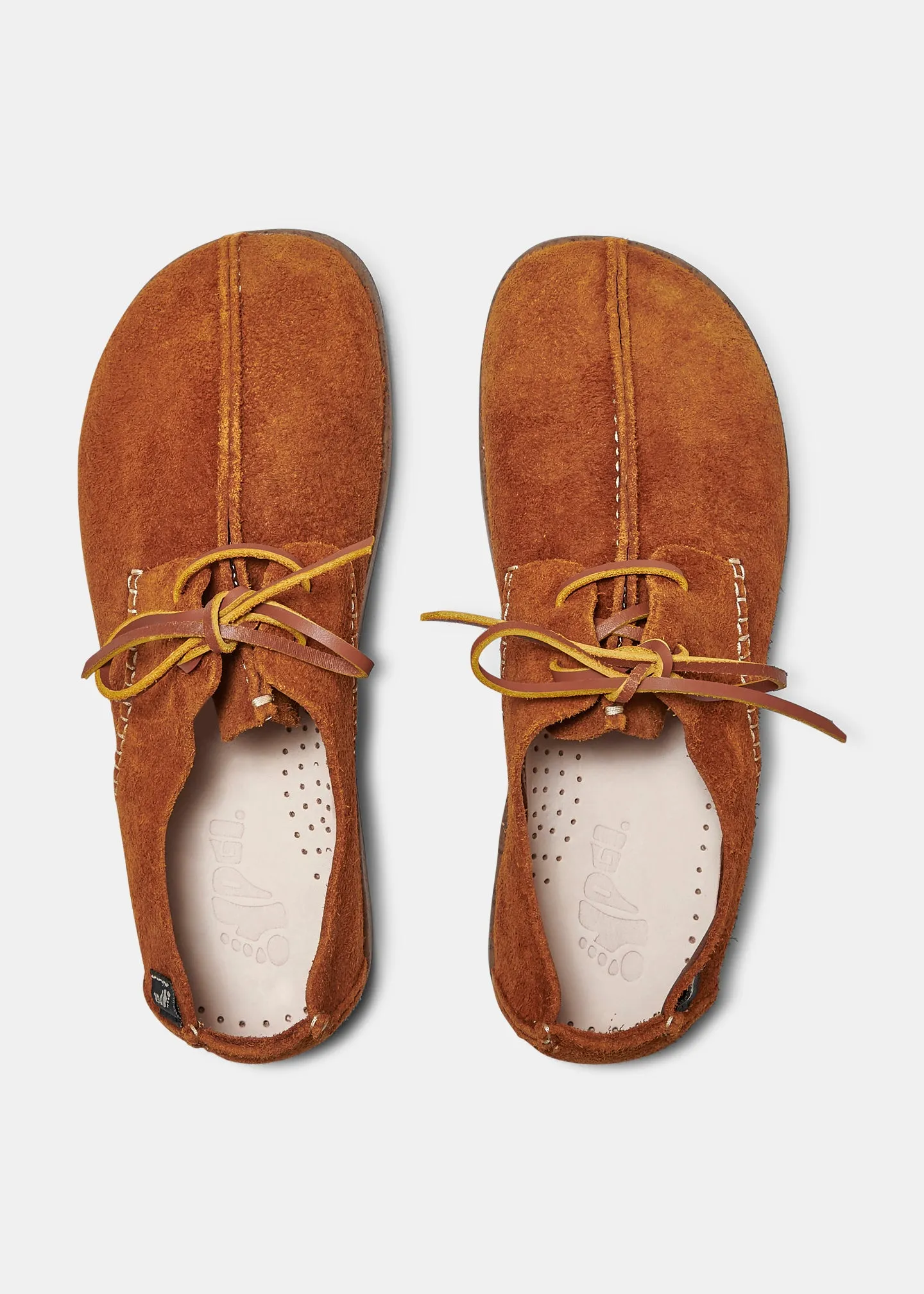 Lennon Reverse Tumbled Shoe on Negative Heel - Chestnut Brown