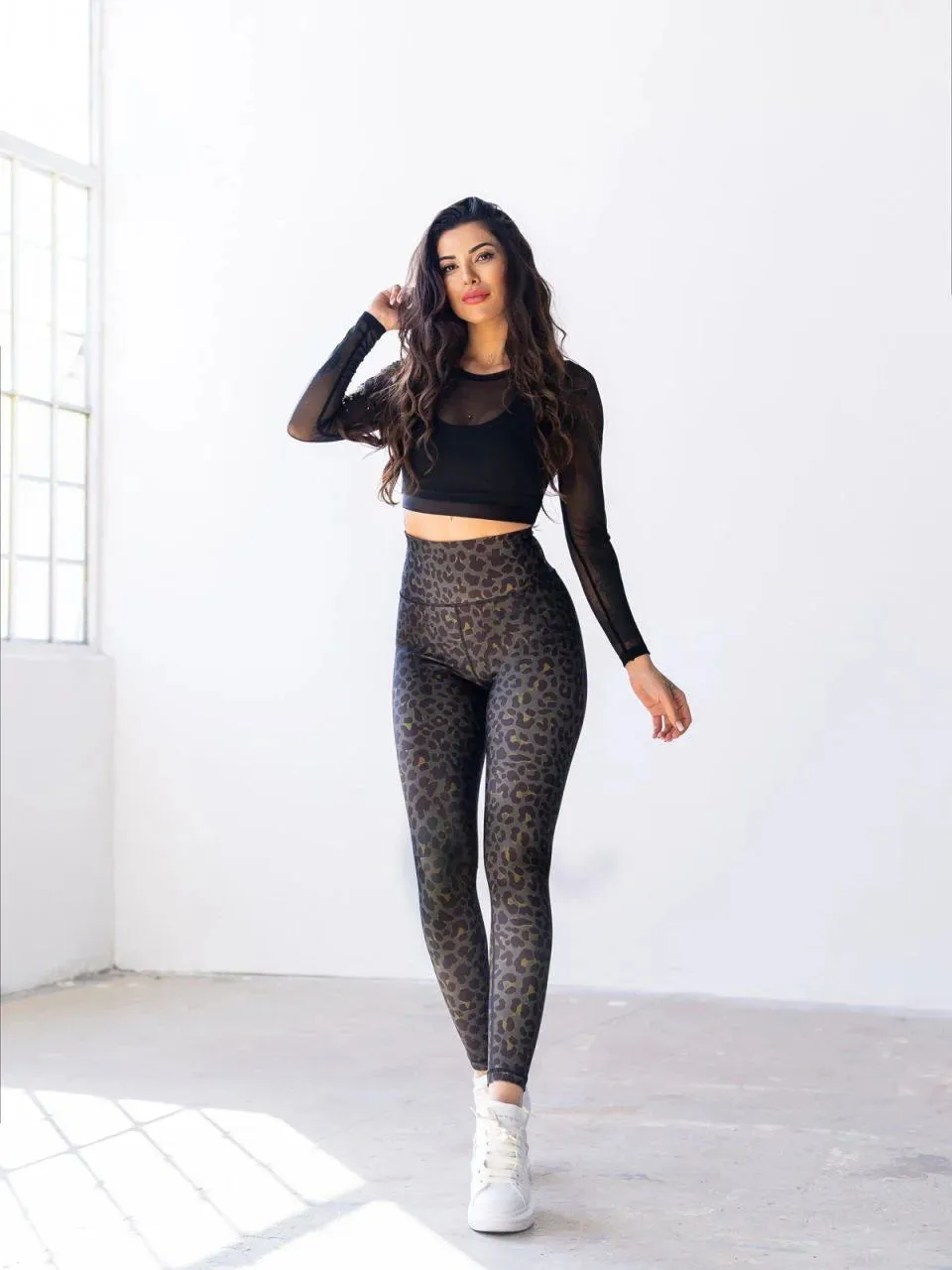 Lismina Extra High Waist Khaki Leopard Leggings