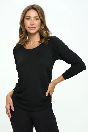 Lois - Black Ultra Lightweight Long Sleeve w Cinch Sides