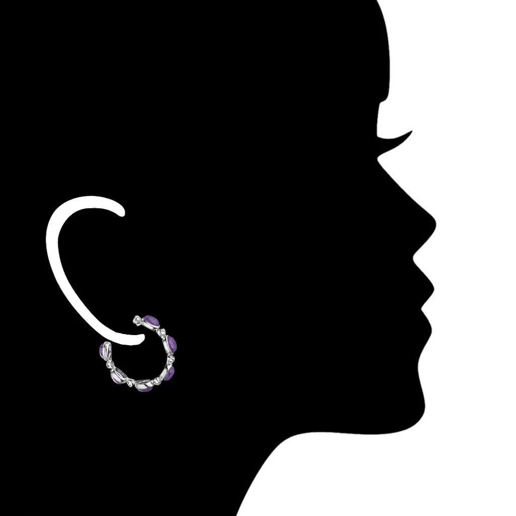 Lolita Amethyst Hoop Earrings in Sterling Silver