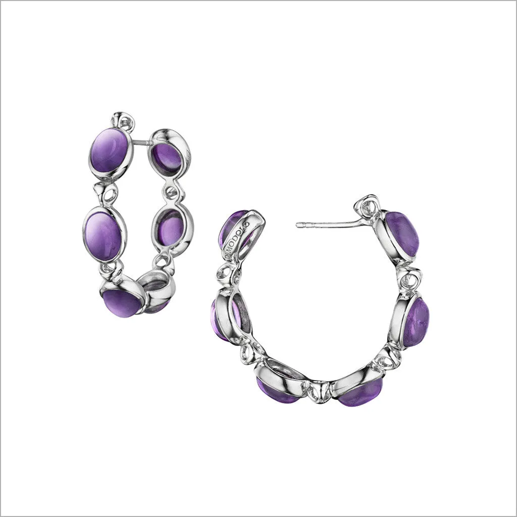 Lolita Amethyst Hoop Earrings in Sterling Silver