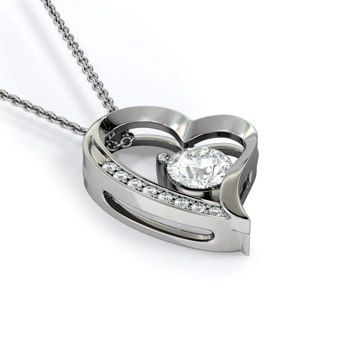 LOVE Forever Heart Necklace With Mom To Daughter Forever Message Card