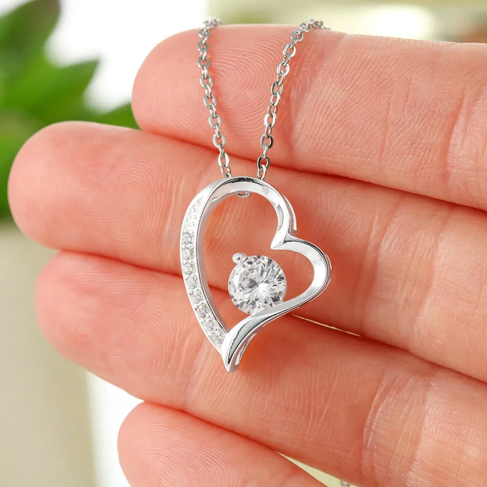 LOVE Forever Heart Necklace With Mom To Daughter Forever Message Card