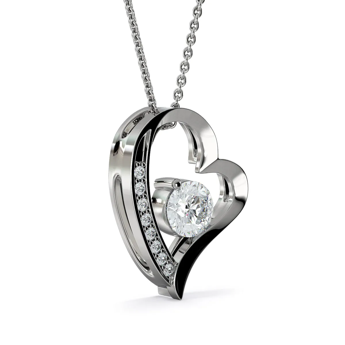 LOVE Forever Heart Necklace With Mom To Daughter Forever Message Card