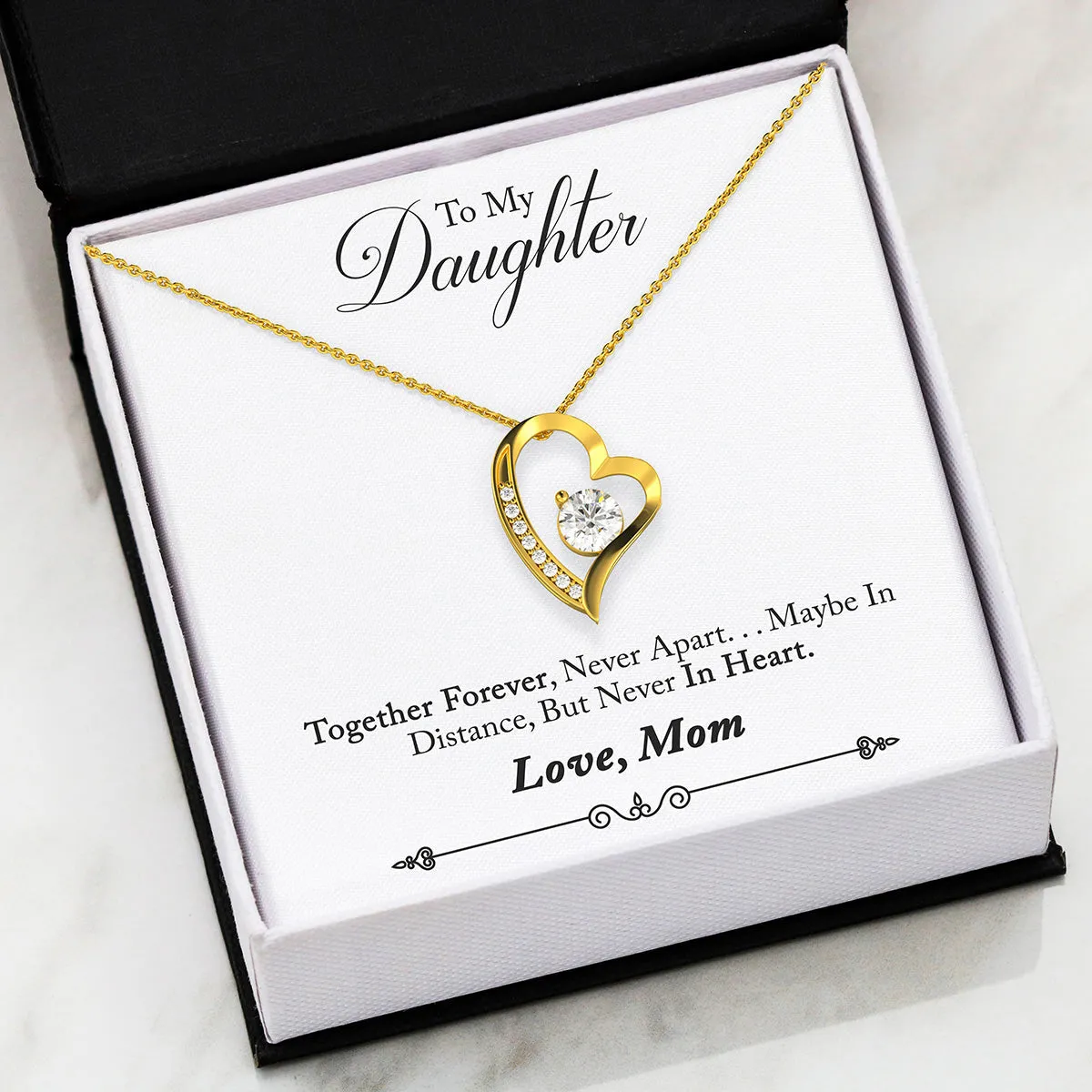 LOVE Forever Heart Necklace With Mom To Daughter Forever Message Card