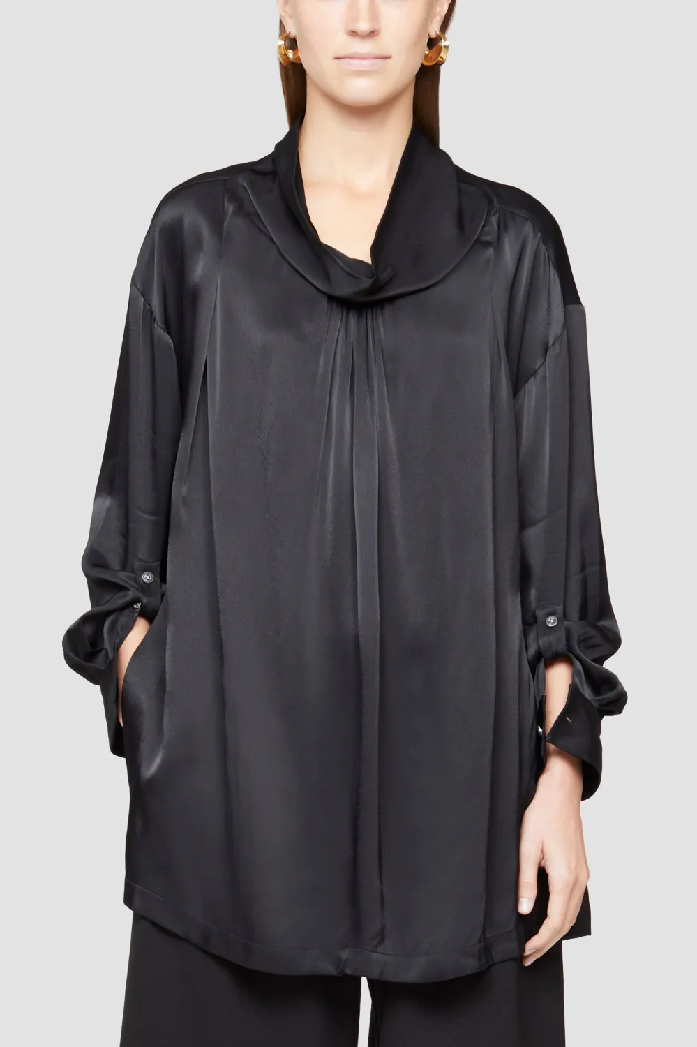 Ls Satin Oversized Drape Colla