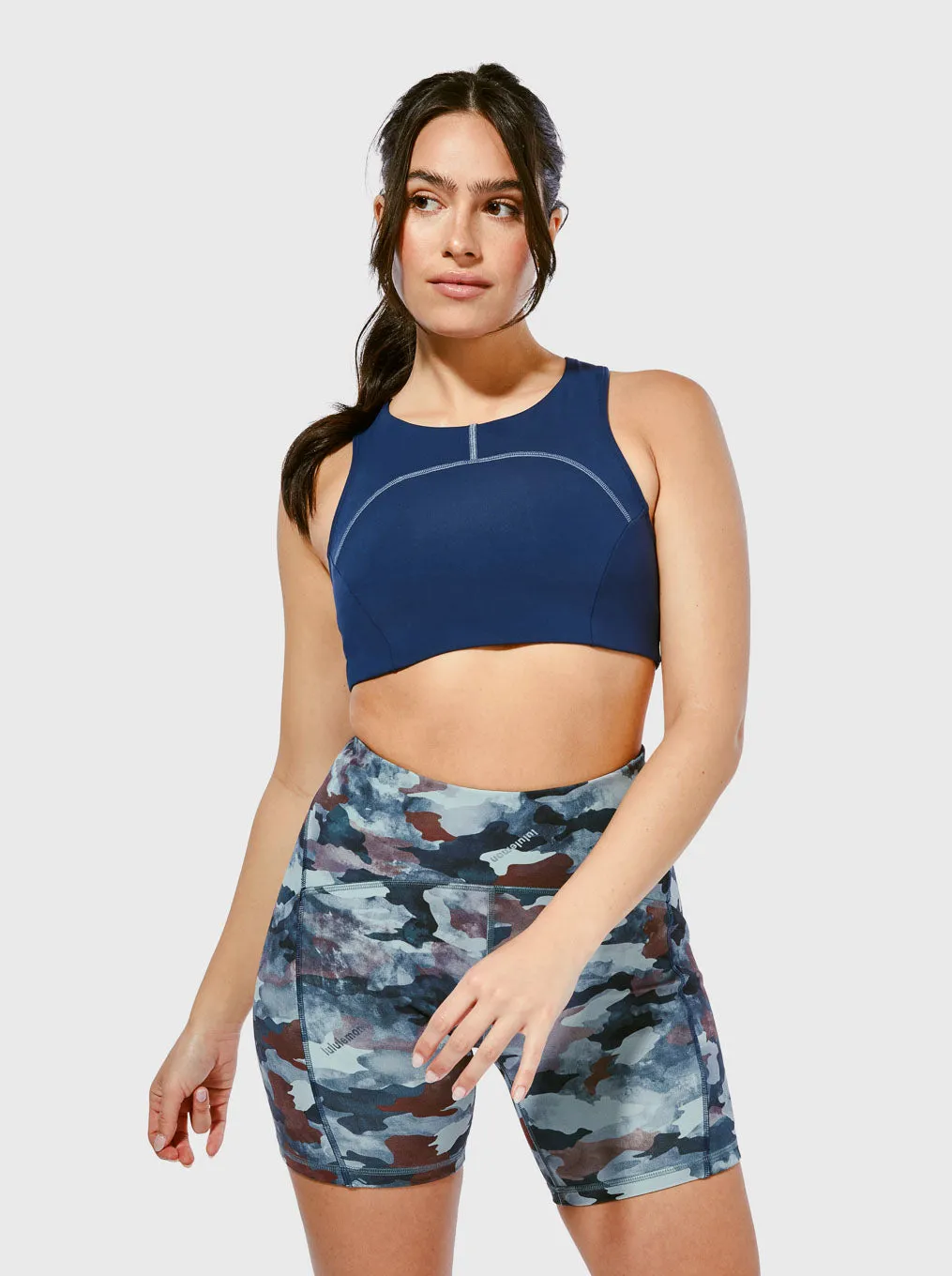 LULULEMON BLUE TOUGH TRAIN HIGH NECK BRA