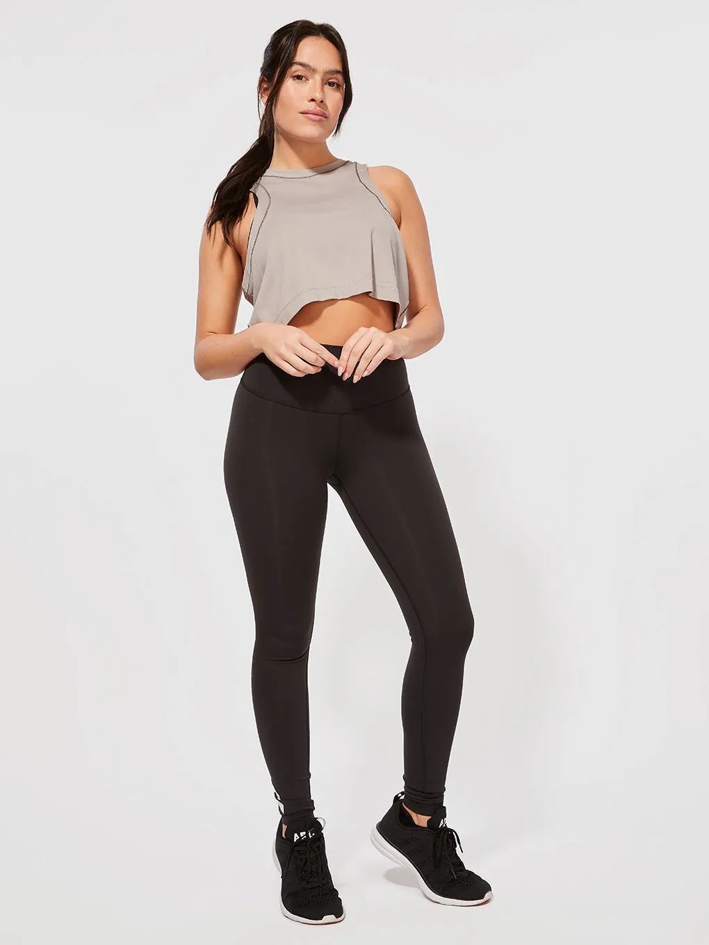 LULULEMON X BARRY'S MAUVE GREY OPEN-BACK CROPPED TANK