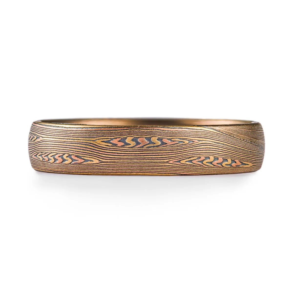 Matching Wedding Band set in Flow Pattern with Mokume Knots