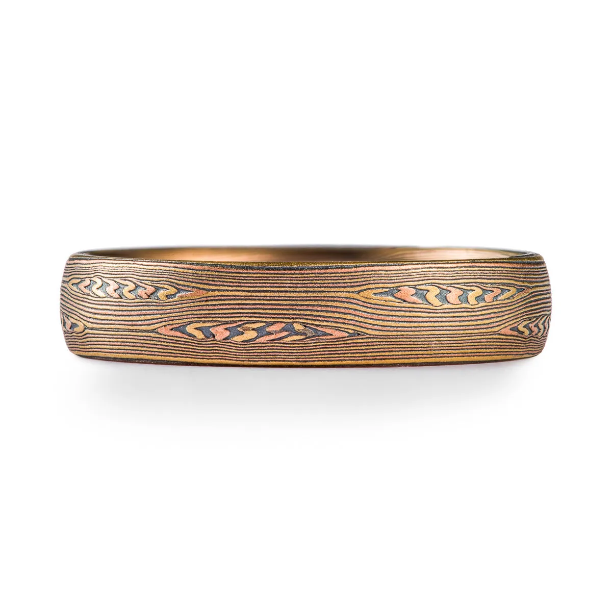 Matching Wedding Band set in Flow Pattern with Mokume Knots