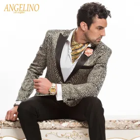 Men's Tuxedo Blazer - Wedding - Prom - Jacket - Woven Python Gold