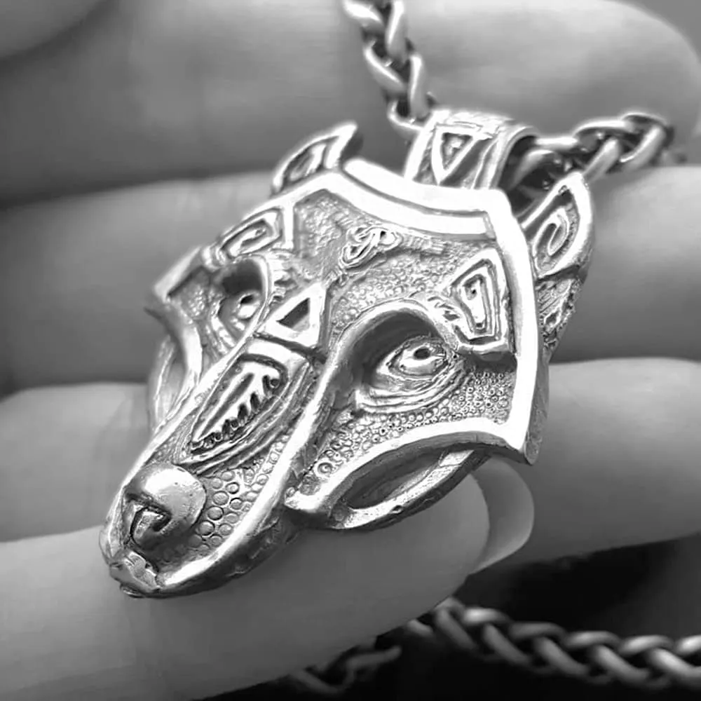 Mens Viking Wolf Necklace, Solid Silver Viking Pendant, Odin's Wolf,  Handmade Wolf Animal Jewellery