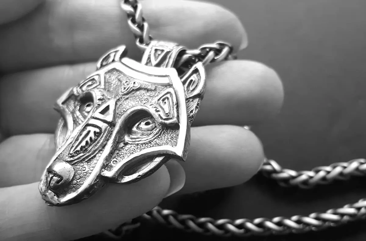 Mens Viking Wolf Necklace, Solid Silver Viking Pendant, Odin's Wolf,  Handmade Wolf Animal Jewellery