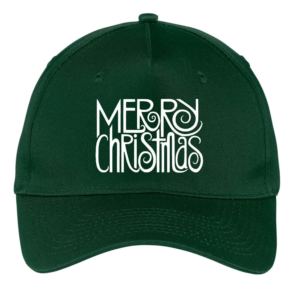 Merry Christmas Graphic Printed 5 Panel Twill Caps