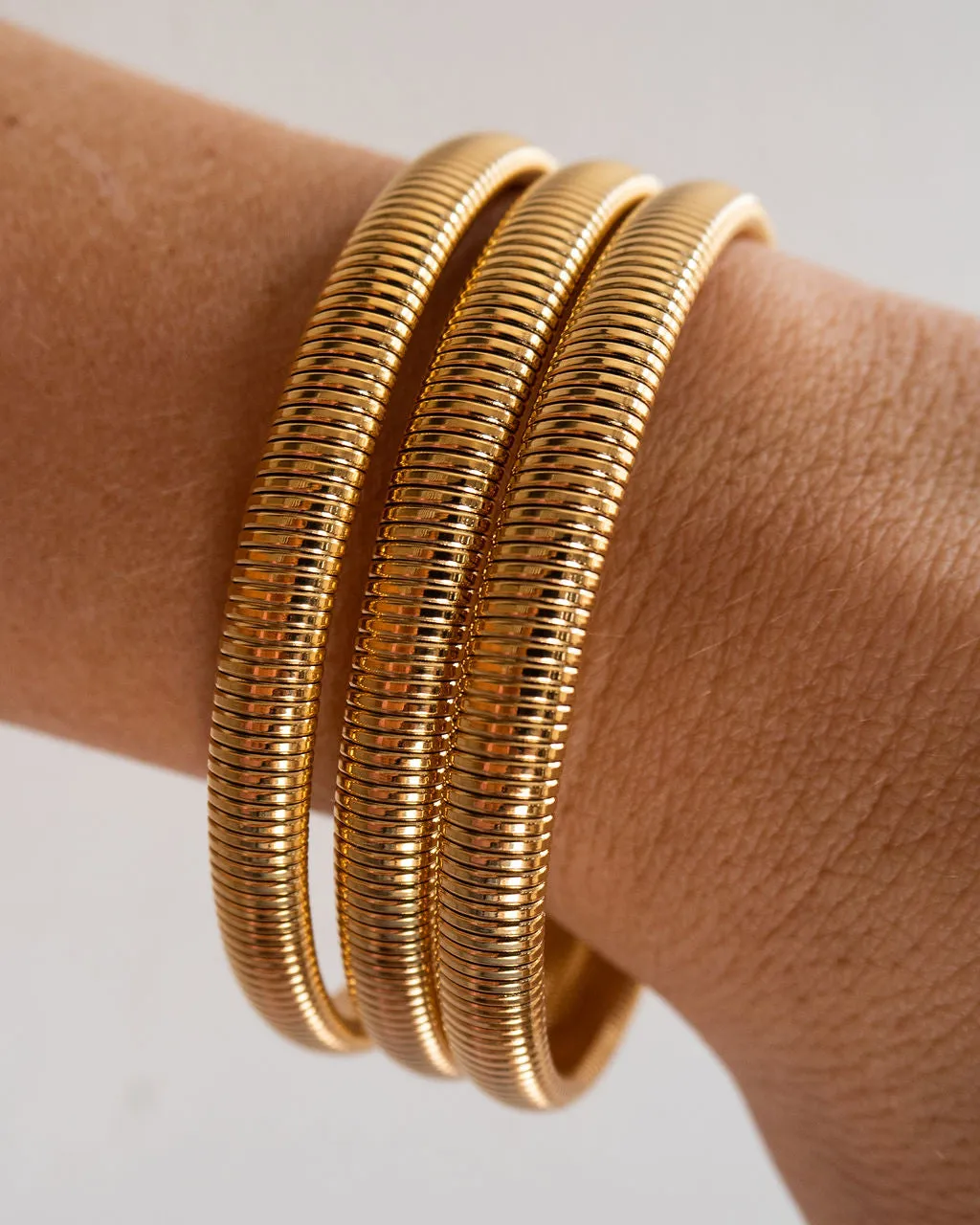 Mini Flex Snake Chain Bracelet- Set of 3 (7mm wide)- Gold