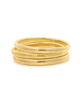 Mini Flex Snake Chain Bracelet- Set of 3 (7mm wide)- Gold