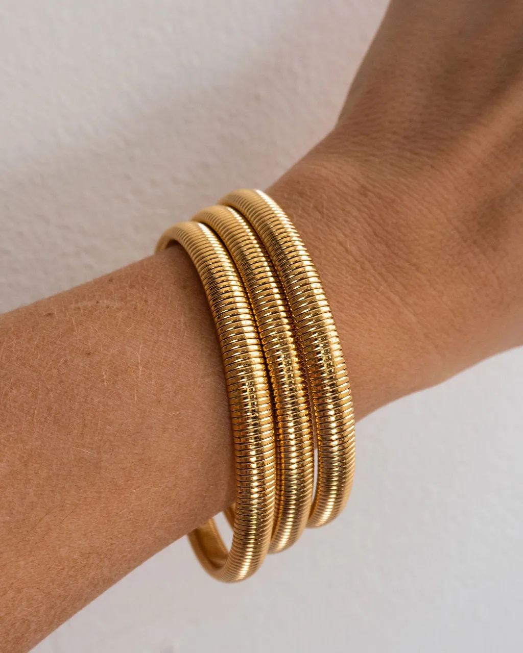 Mini Flex Snake Chain Bracelet- Set of 3 (7mm wide)- Gold