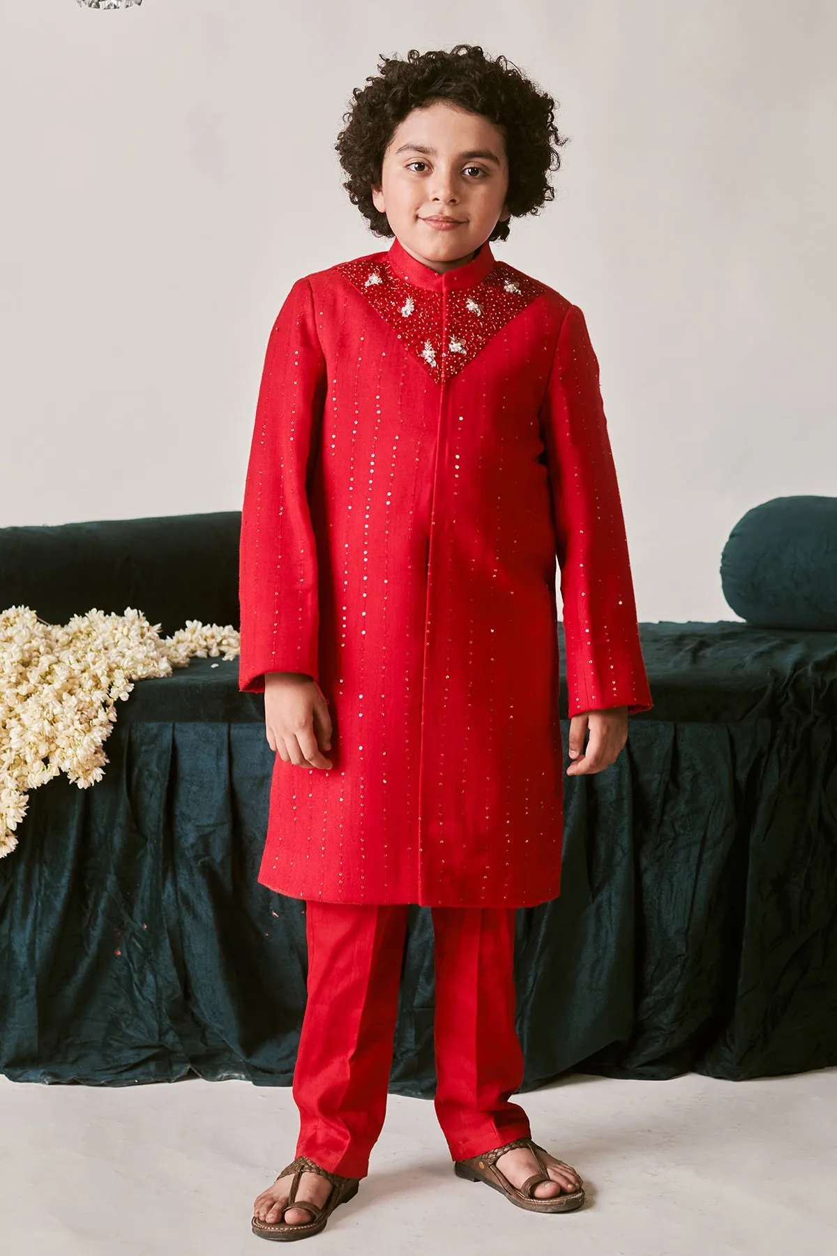 Mirza- Kurta  Pyjama Set With Sherwani