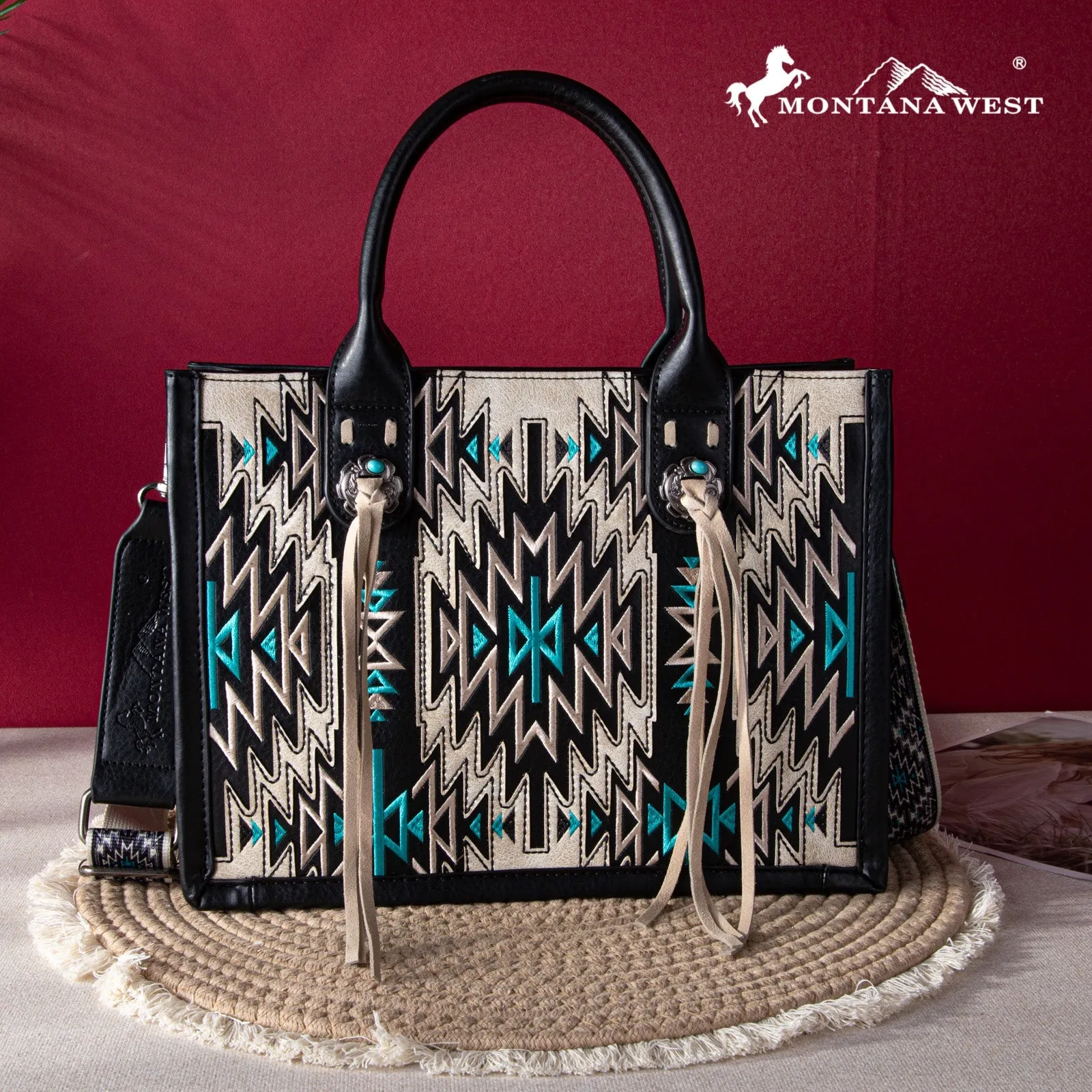 Montana West Southwestern Aztec Crossbody Tote Bag