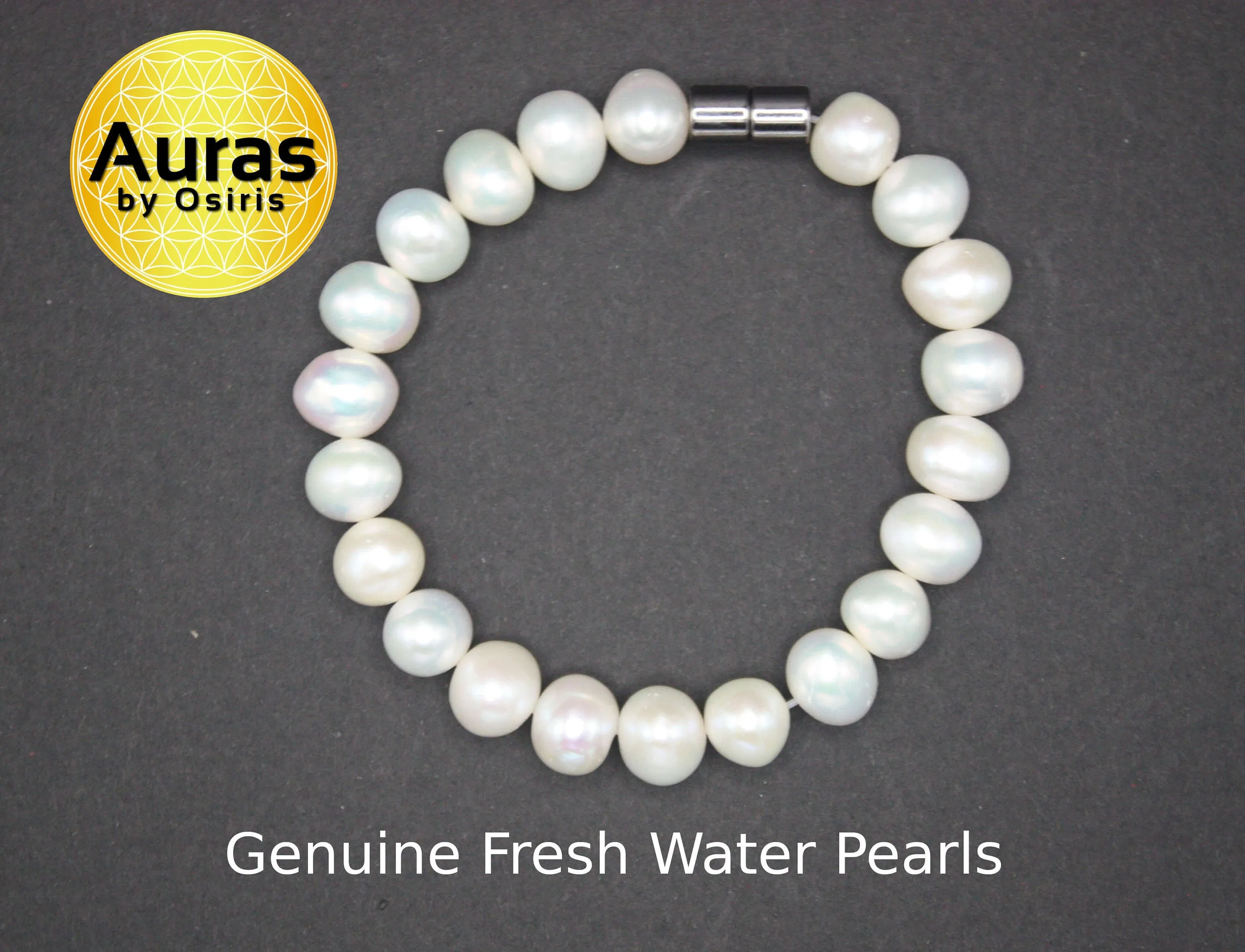 Natural Fresh Water Pearl Bracelet, Pearl Bead Bracelet, 10mm Genuine Pearl Bracelet for Men/Women with Magnet Clasp