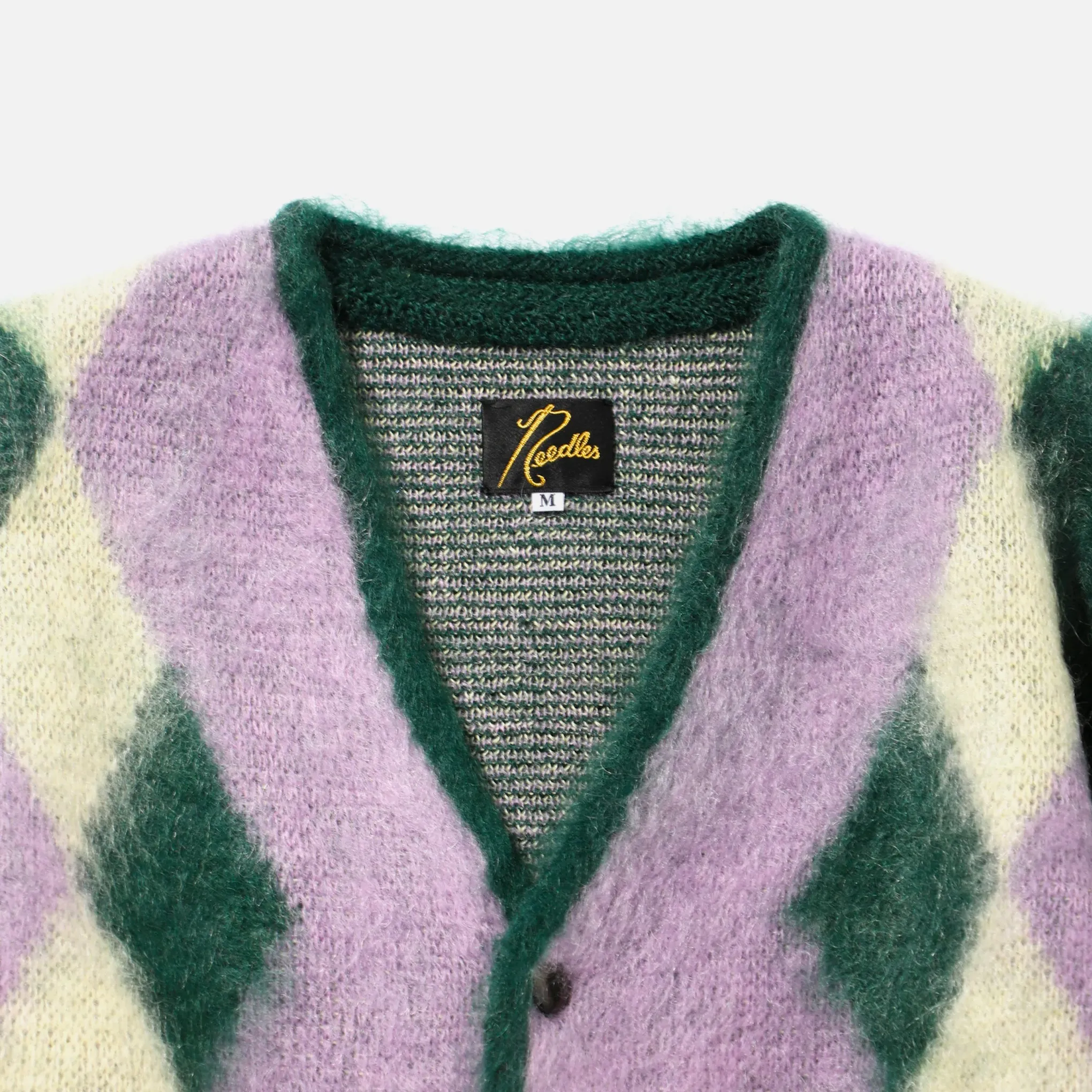 Needles V Neck Mohair Cardigan - Green Diamond