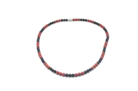 Onyx and Red Jasper Necklace 6mm Bead Diameter